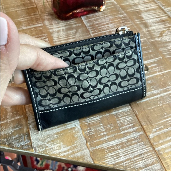 COACH, Black Mini C monogram canvas and leather credit card holder and key chain - Picture 5 of 8